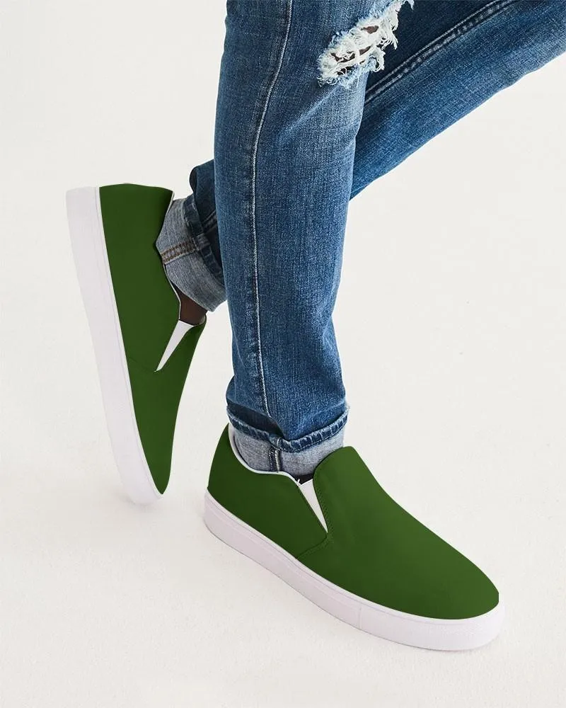 Dark Warm Green Slip-On Canvas Sneakers | Men's | Dark Pure Warm Green | C50M0Y100K80