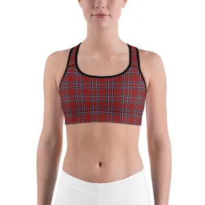 Deep Red Tartan Sports Bra