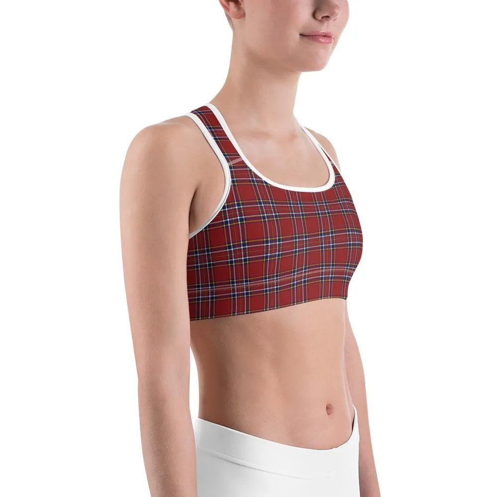 Deep Red Tartan Sports Bra