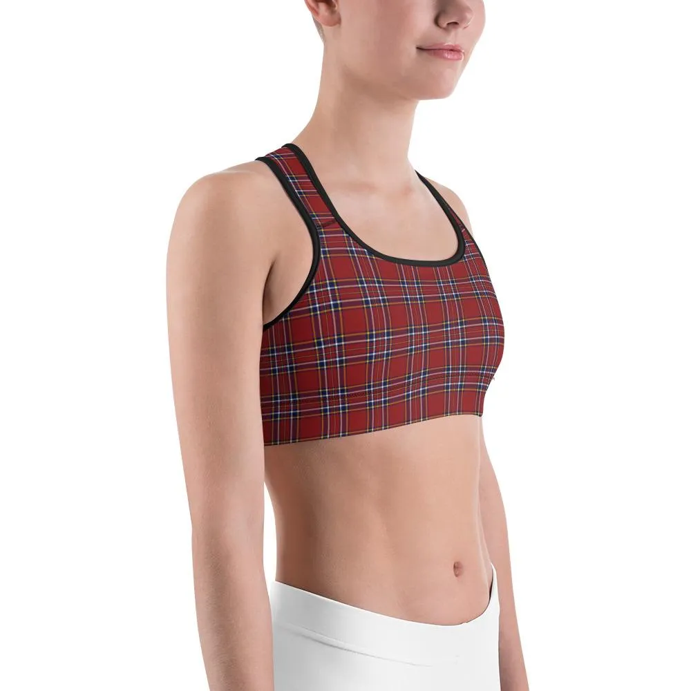 Deep Red Tartan Sports Bra