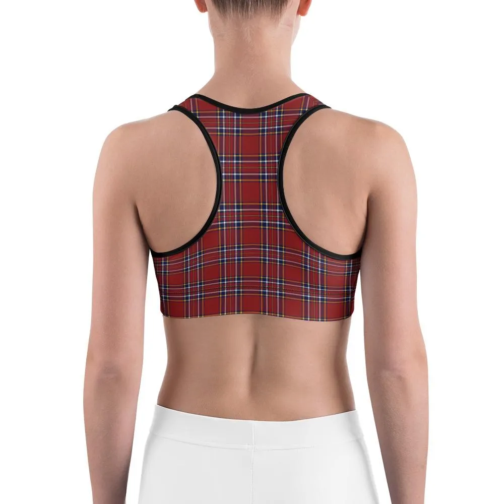 Deep Red Tartan Sports Bra