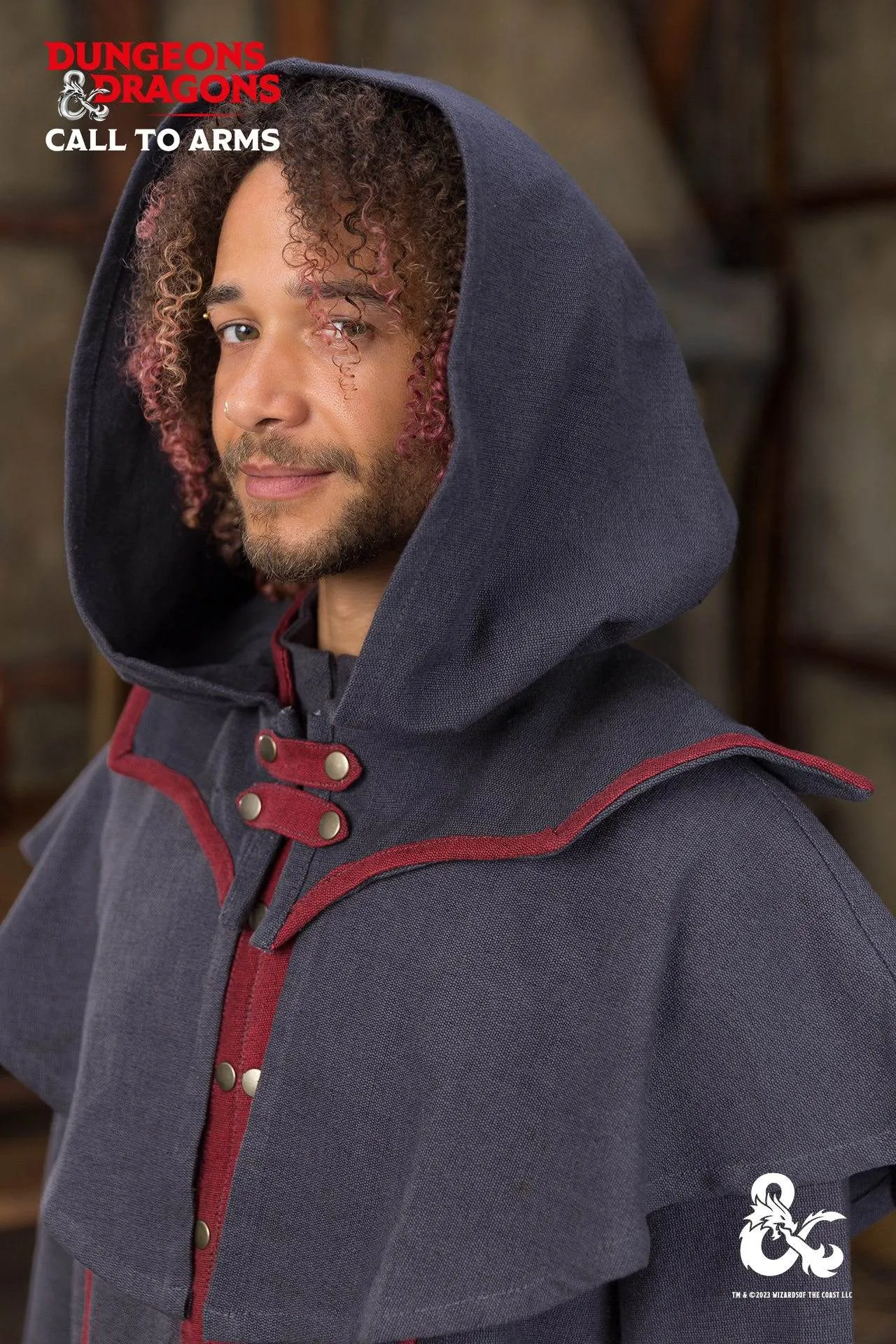 Dungeons & Dragons Warlock Hood Grey/Red