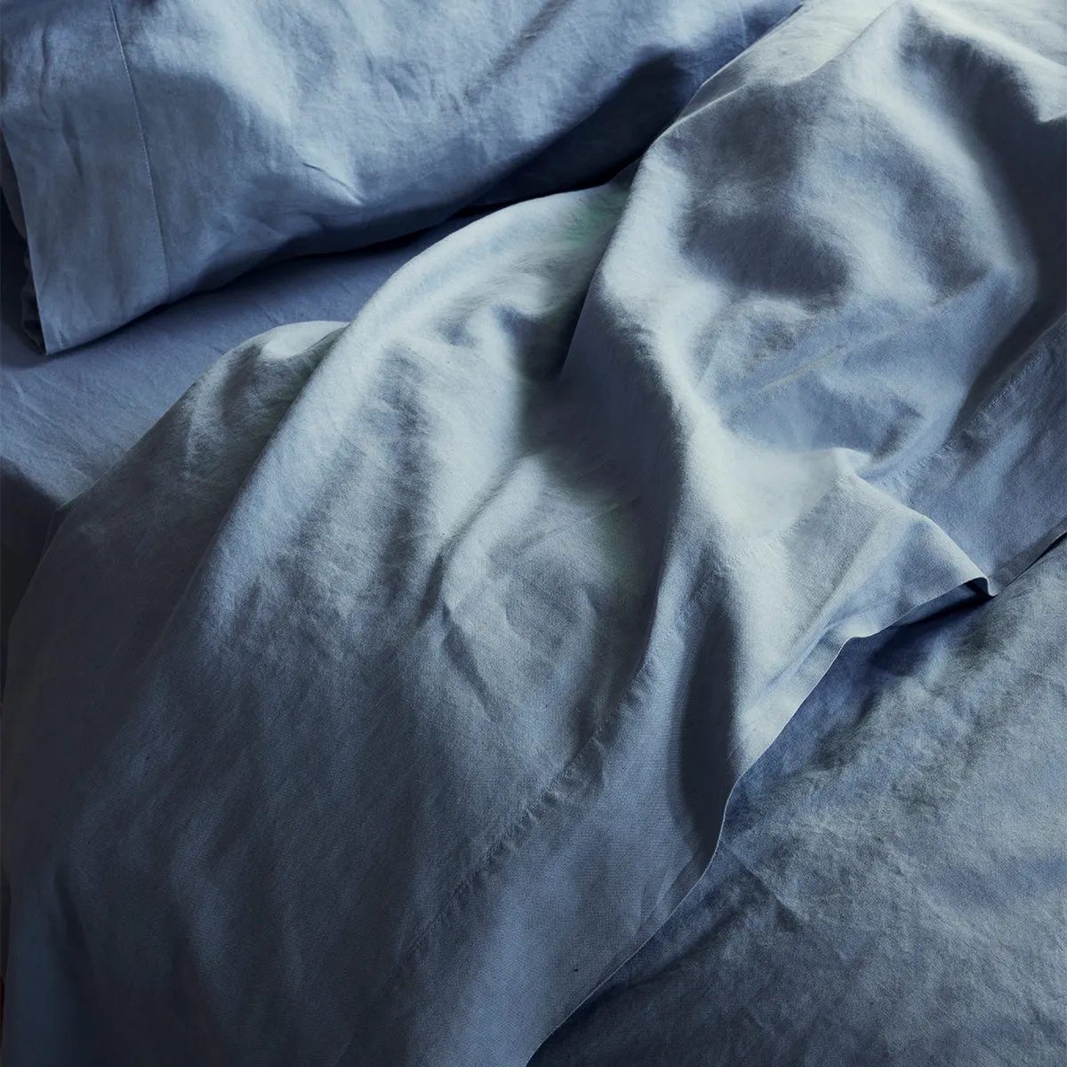 Dusk Blue Linen Blend Flat Sheet