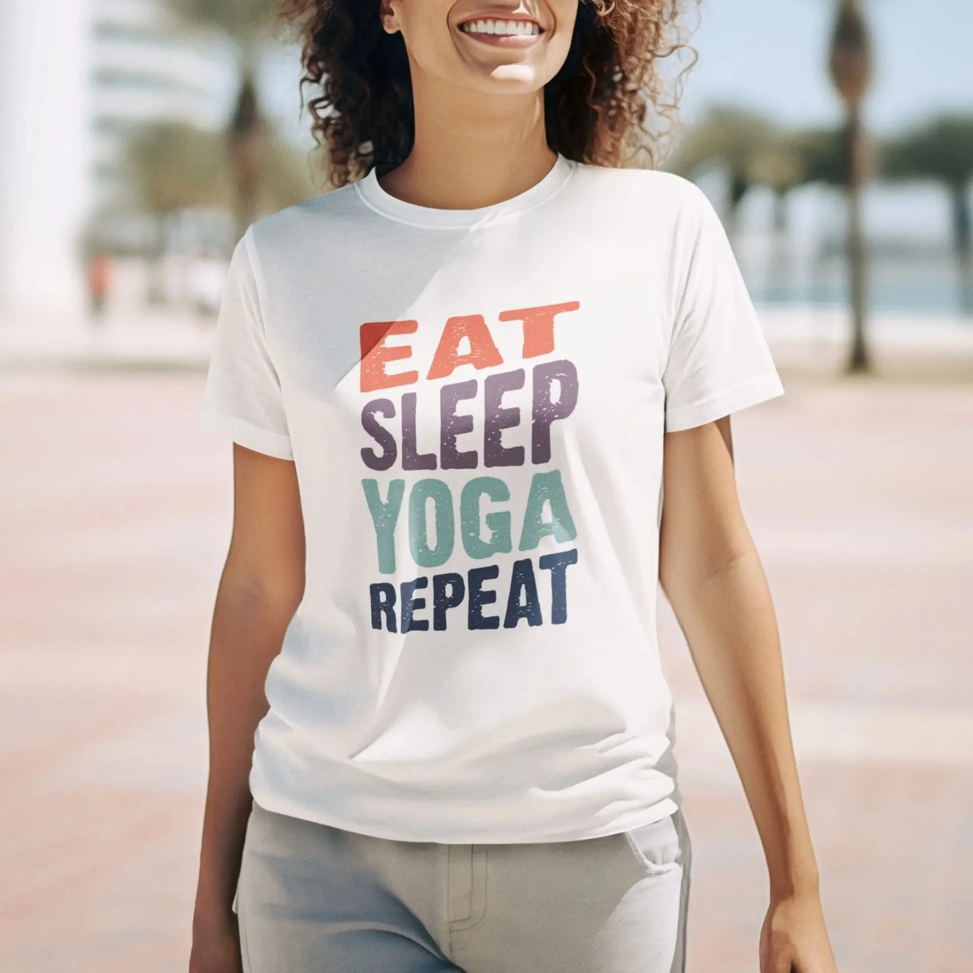 Eat Sleep Yoga Repeat Round Neck Half Sleeve Classic T-Shirt