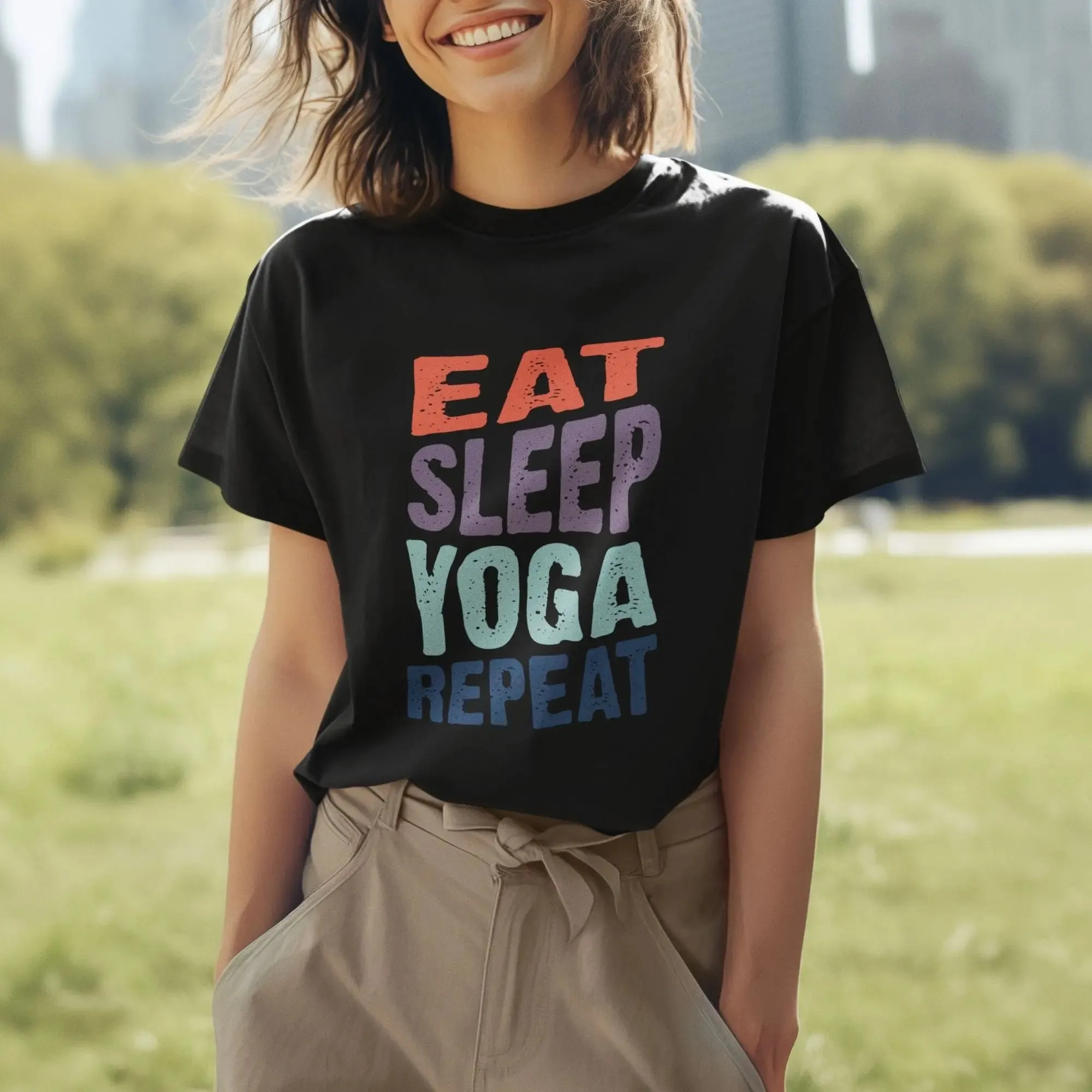 Eat Sleep Yoga Repeat Round Neck Half Sleeve Classic T-Shirt