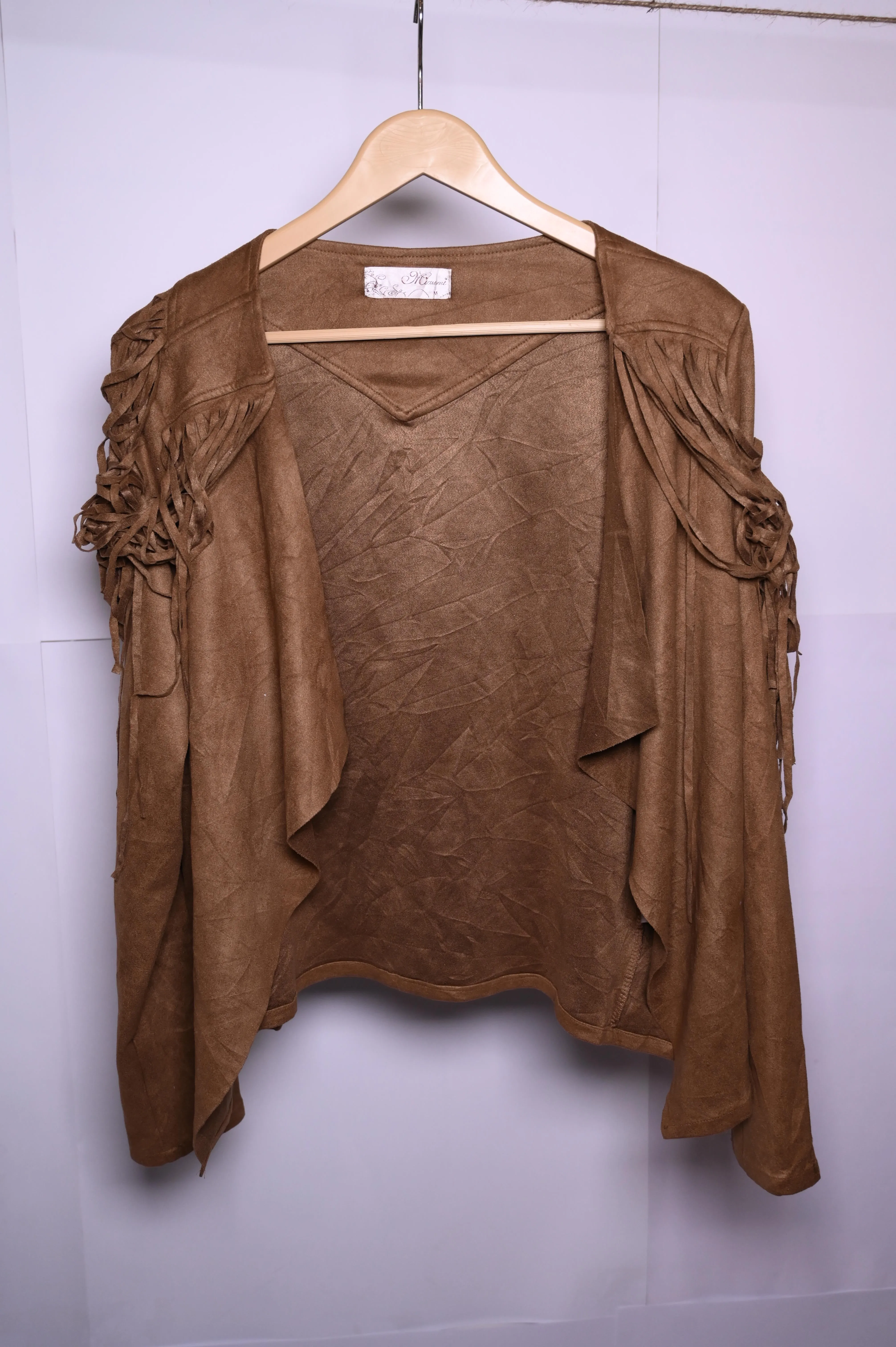 Elegant Brown Polyester Shrug