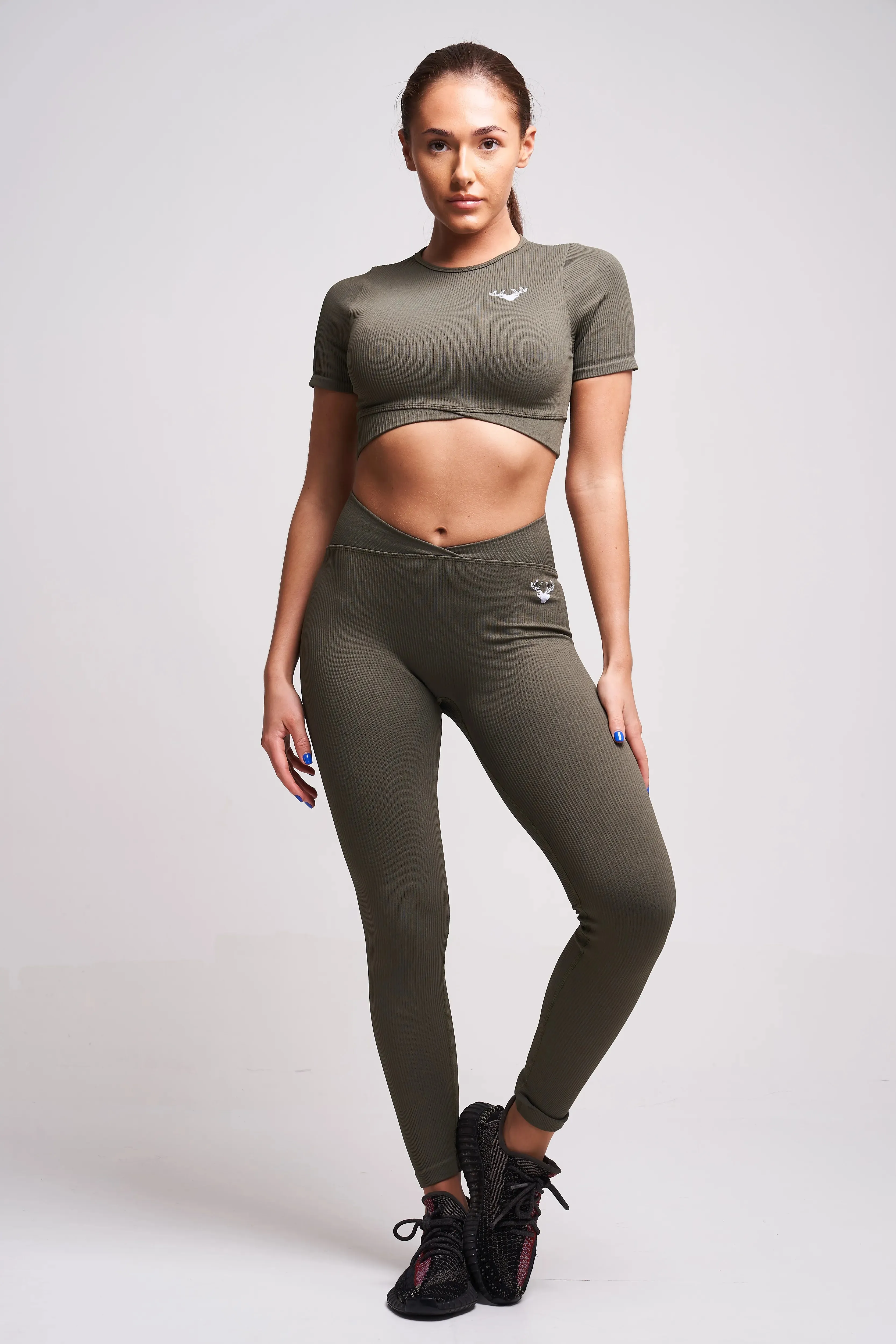 Evlan Recycled Rib Criss Cross Legging – Petrol