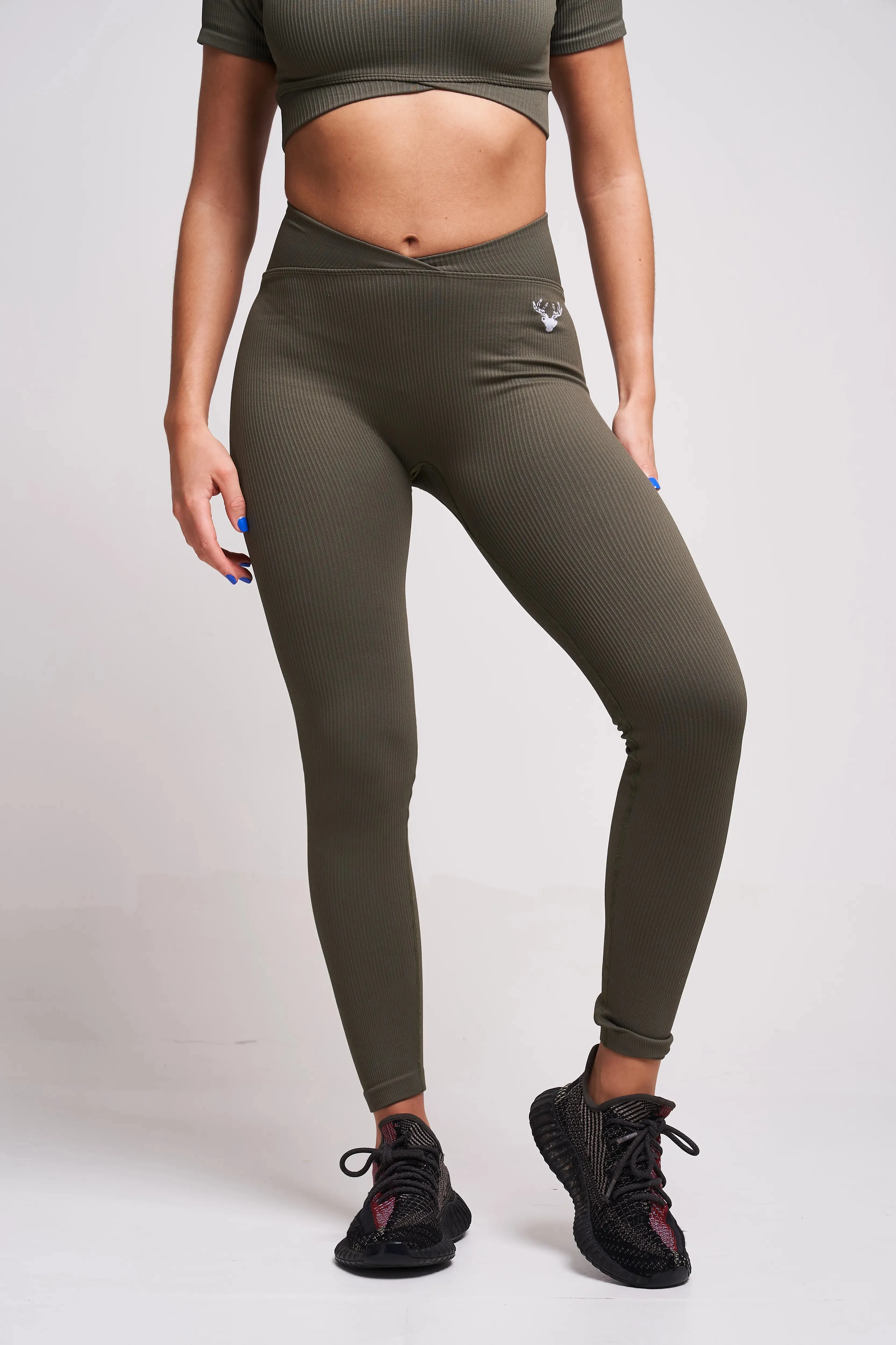 Evlan Recycled Rib Criss Cross Legging – Petrol