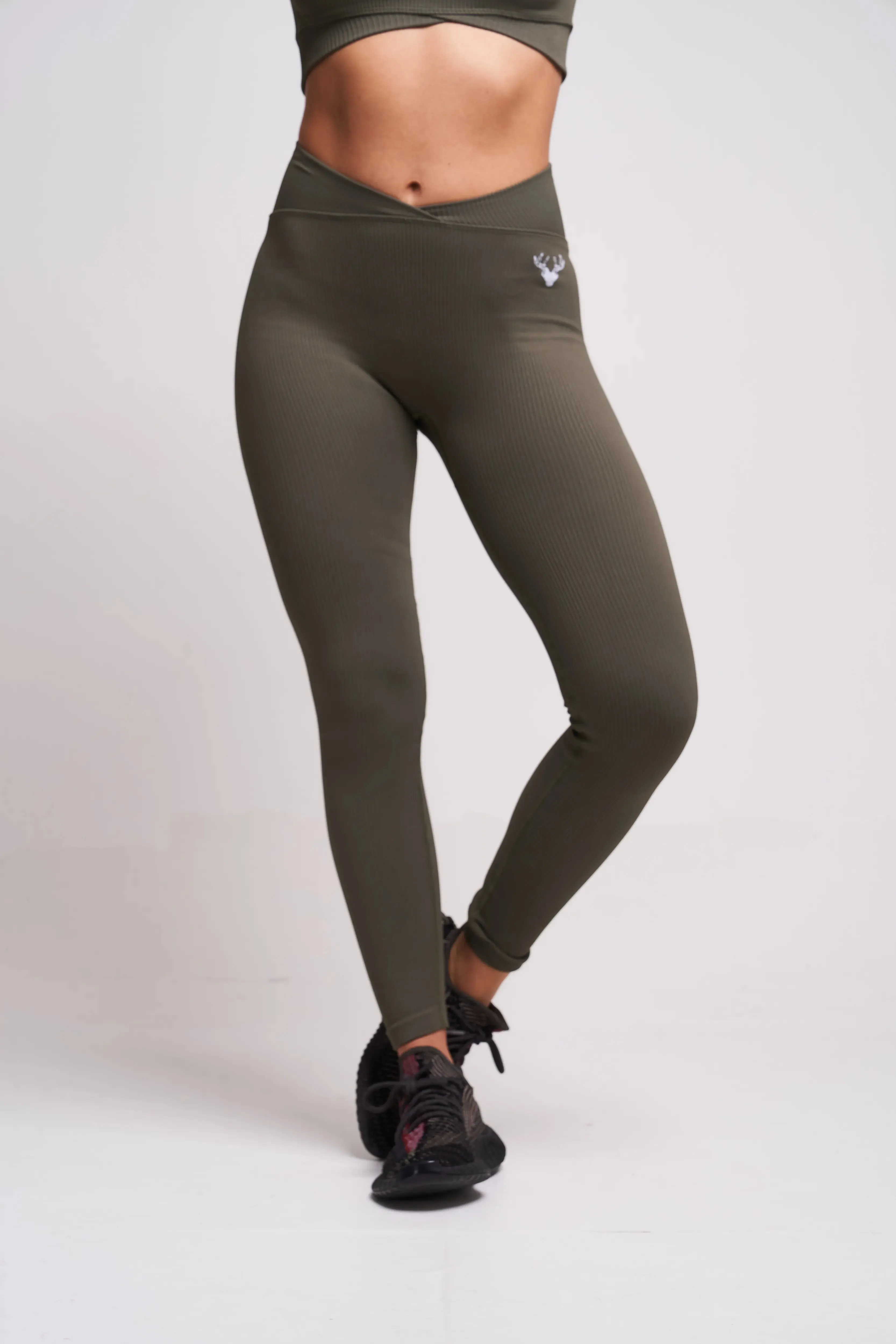 Evlan Recycled Rib Criss Cross Legging – Petrol