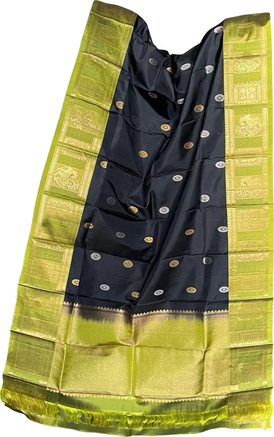 Exquisite Black Kanjeevaram Silk Dupatta