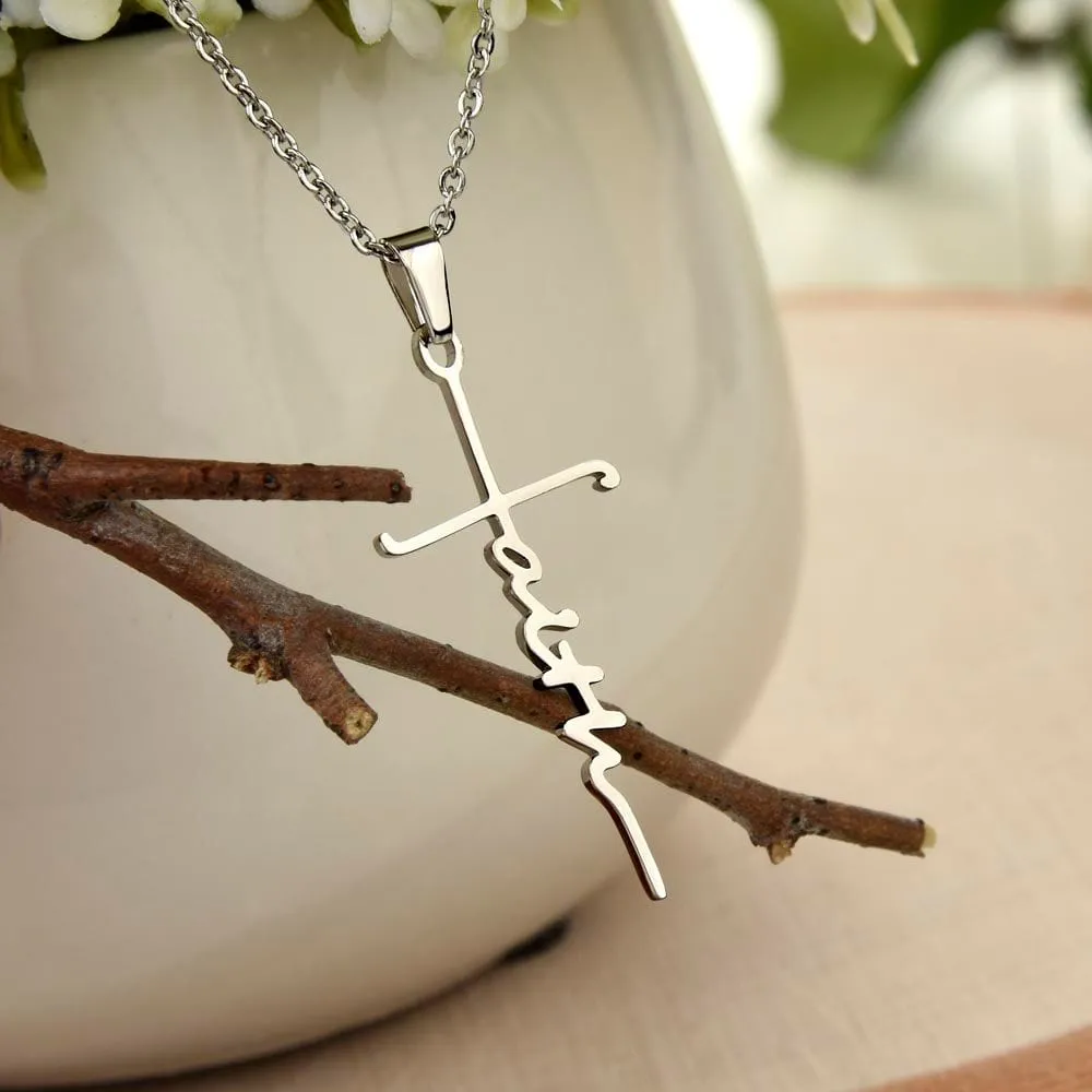 Faith Cross Necklace - Proverbs 4:23