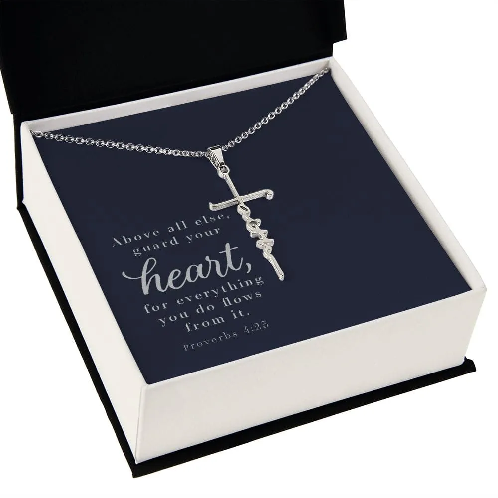 Faith Cross Necklace - Proverbs 4:23