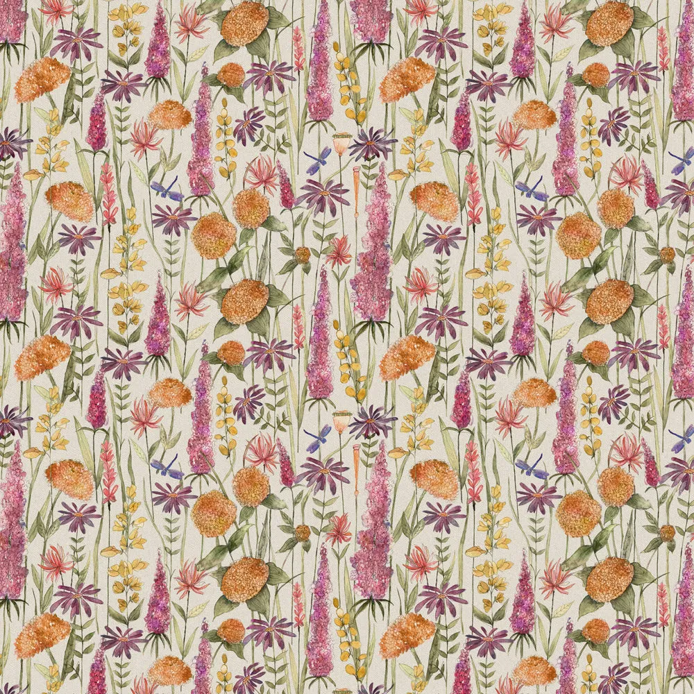 Florabunda Printed Cotton Fabric (By The Metre) Russet/Cream