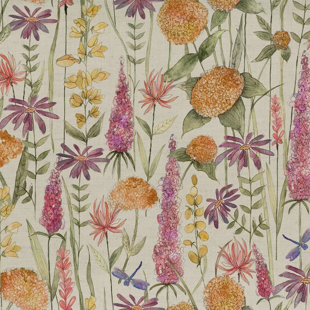 Florabunda Printed Cotton Fabric (By The Metre) Russet/Cream