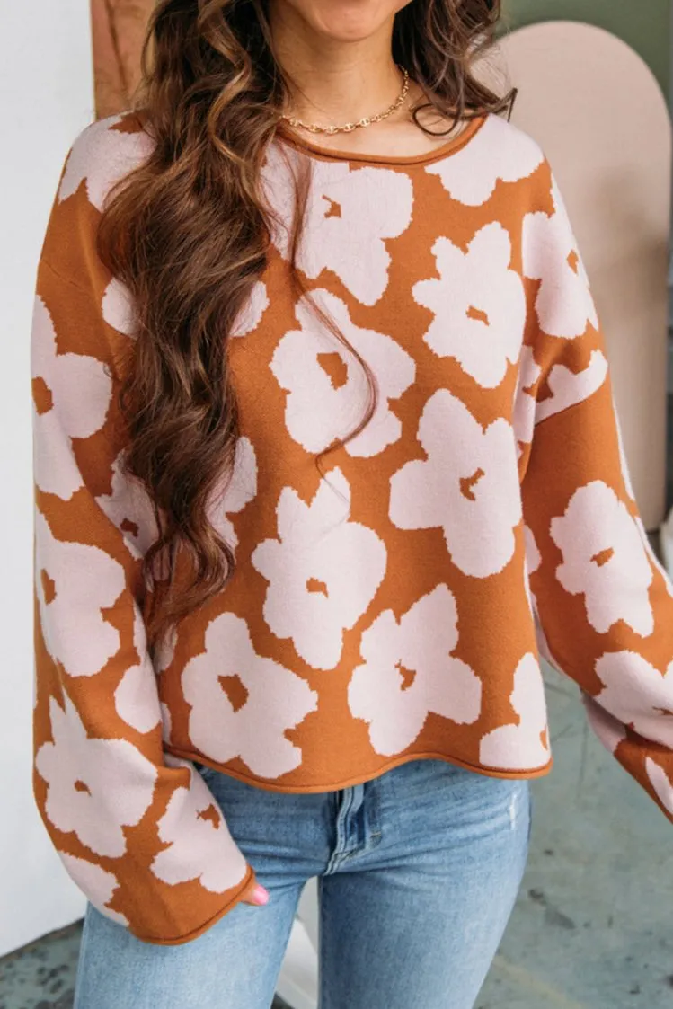 Floral Crewneck Long Sleeve Sweater