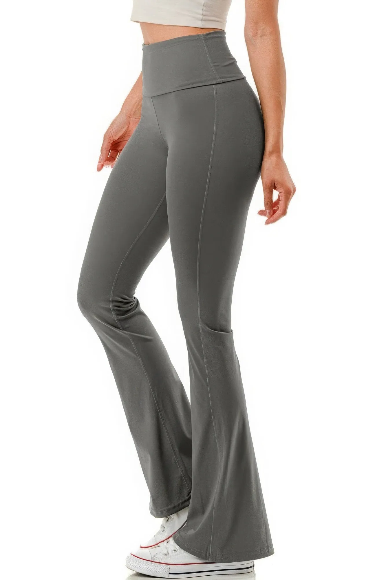 Folded High Waist Smooth Flare Yoga Pants