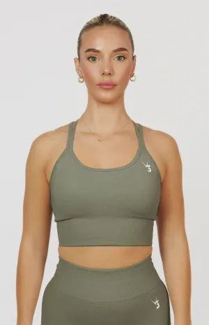 Form Seamless Strappy Sports Bra - Olive Green