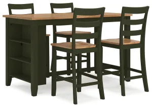 Gesthaven Counter Height Dining Table and 4 Barstools in Natural/Green