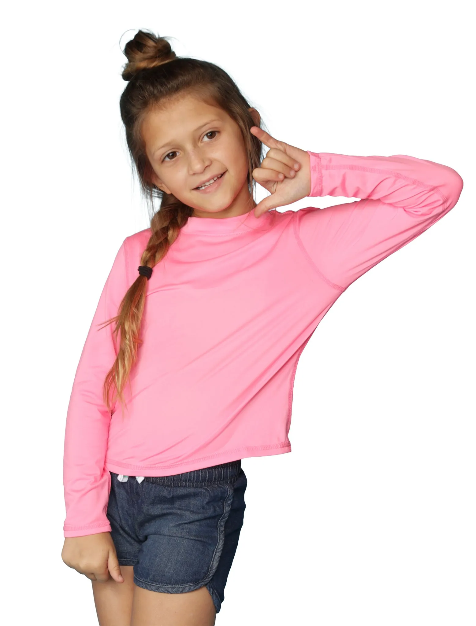 Girls' long sleeve crew neck sun-shirts