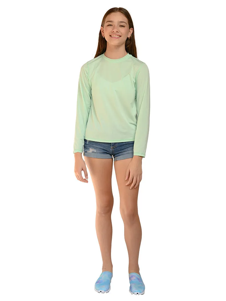 Girls' long sleeve crew neck sun-shirts