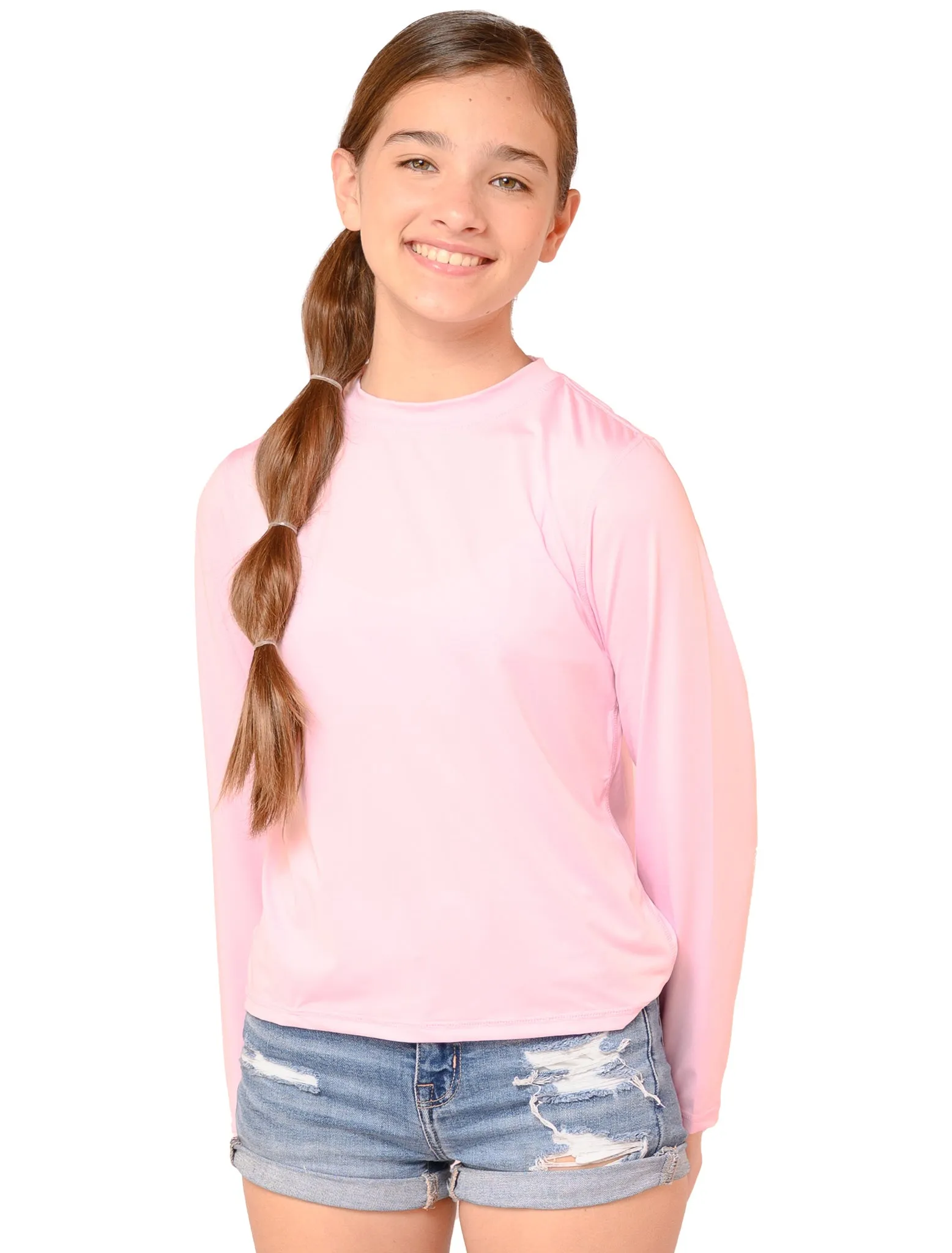 Girls' long sleeve crew neck sun-shirts