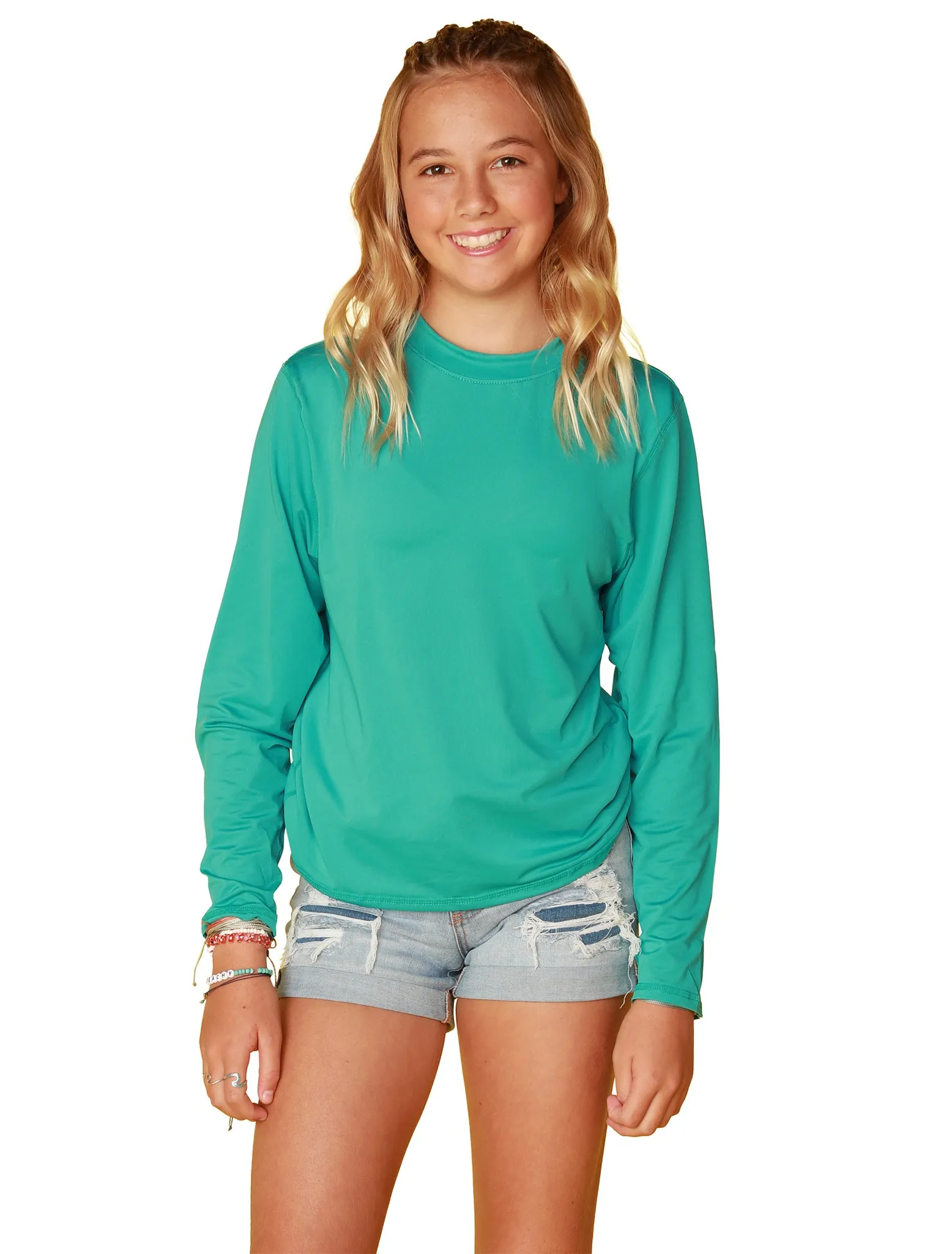 Girls' long sleeve crew neck sun-shirts