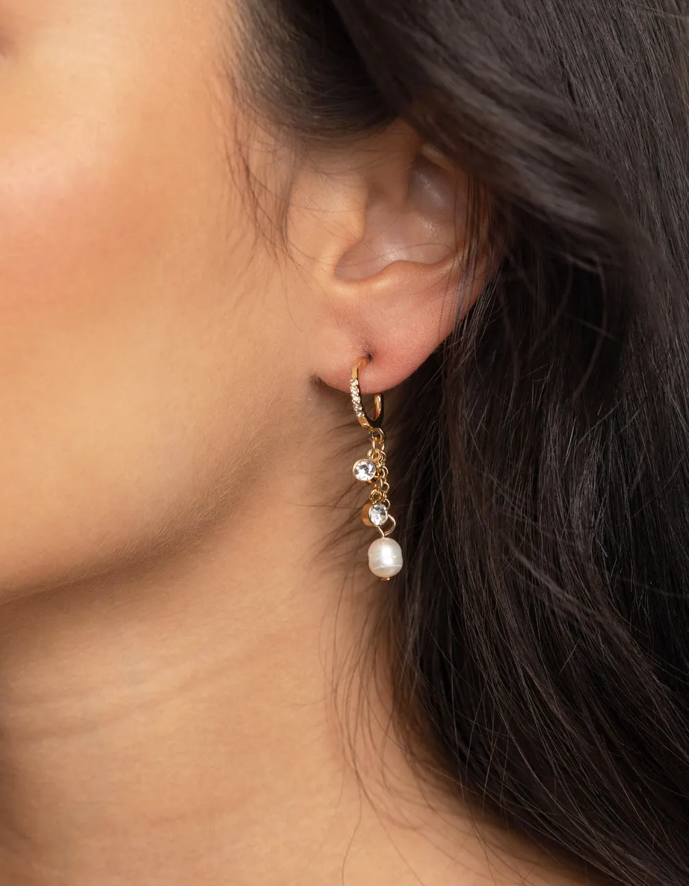 Gold Plated Drop Earrings with Freshwater Pearls