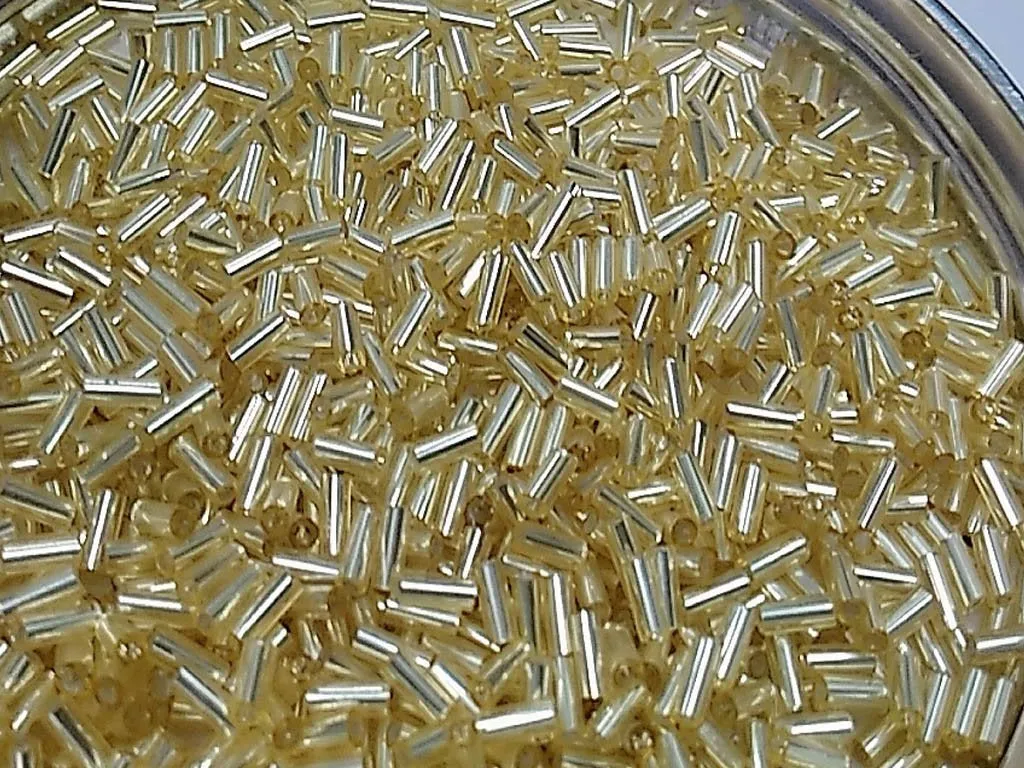 Golden Silverline Pipe / Bugle Glass Seed Beads (Wholesale)