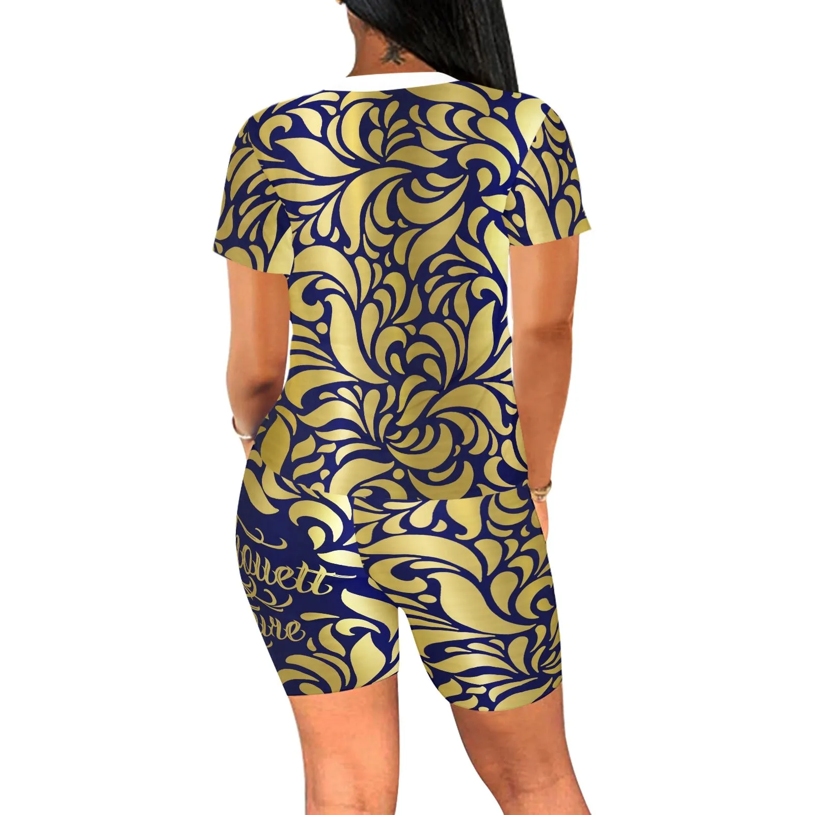 GORGIOUS LEAF BLUE Women's Short Yoga Set