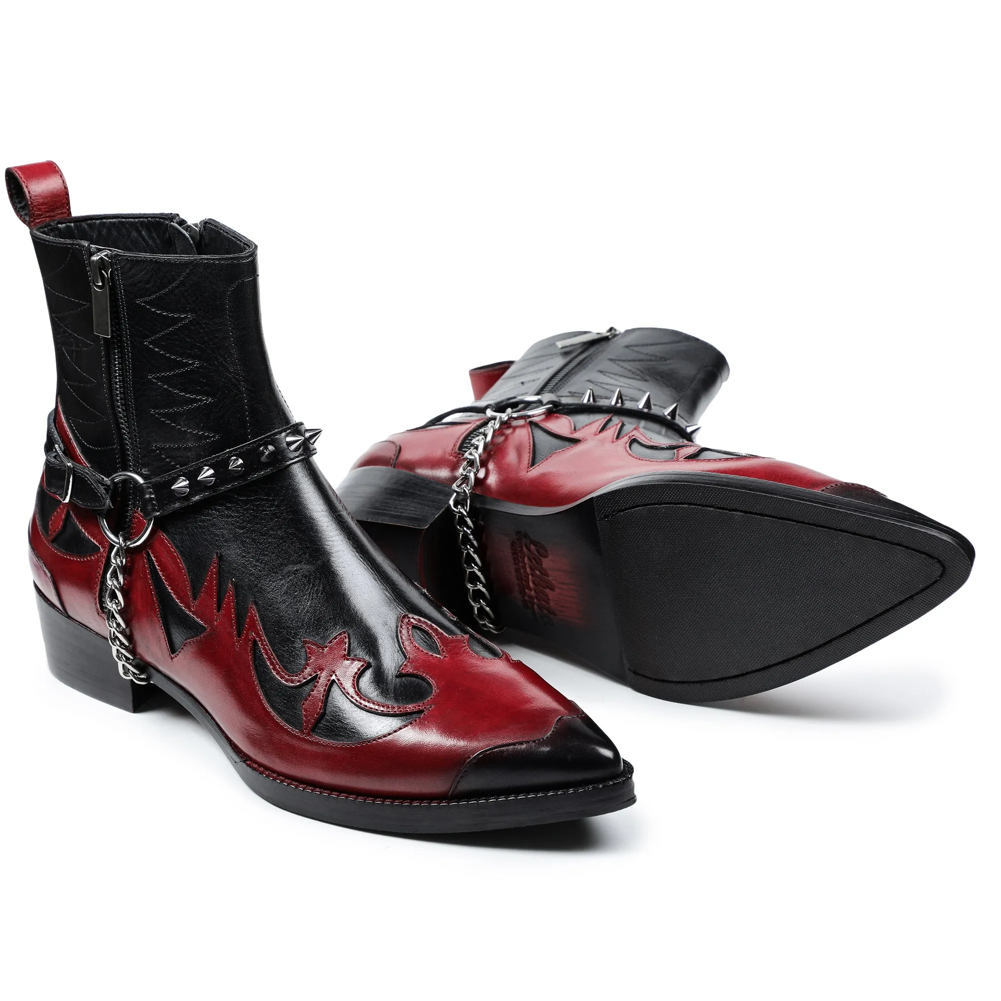 Harness Boots - Red & Black