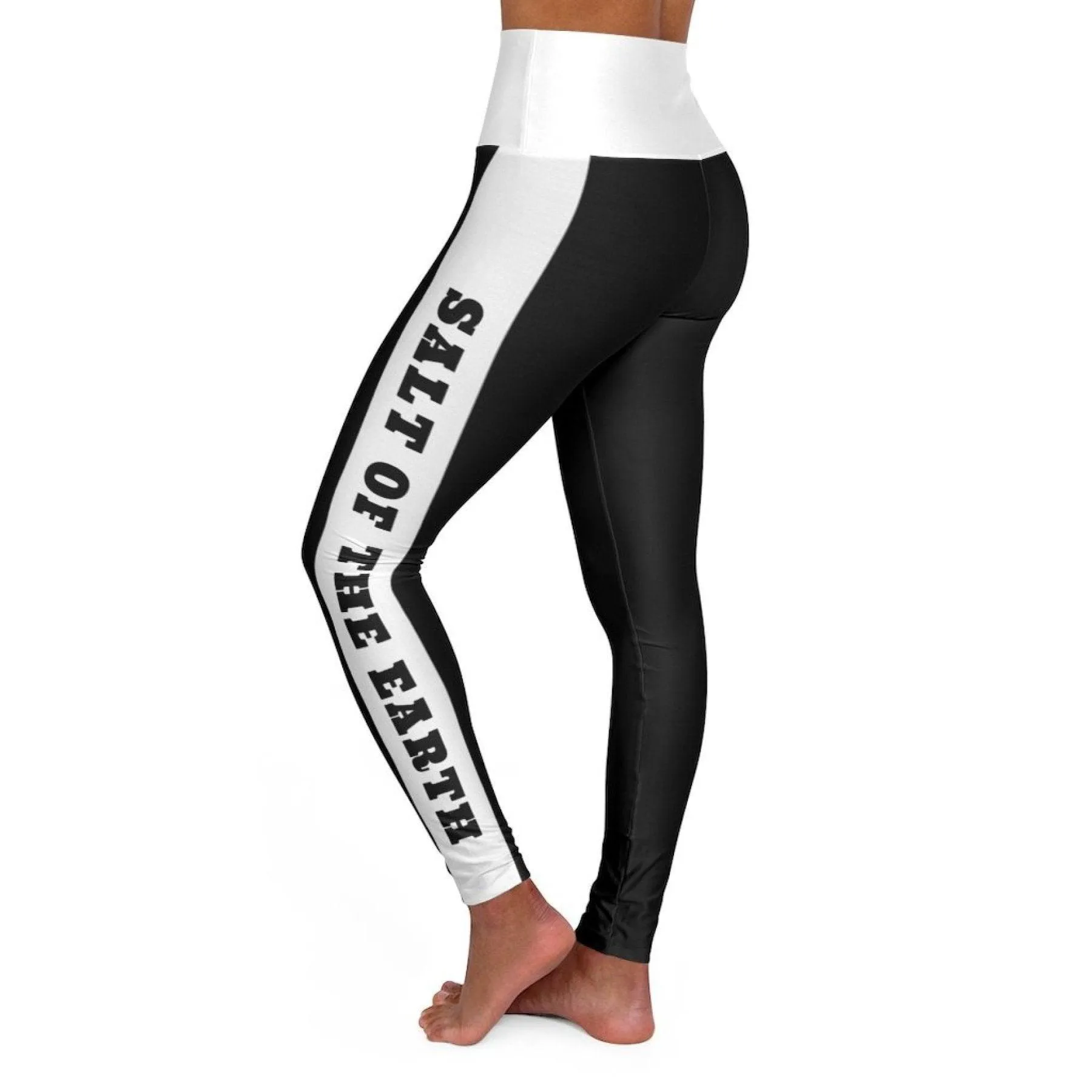 High Waisted Yoga Leggings, Black And White Salt Of The Earth Matthew