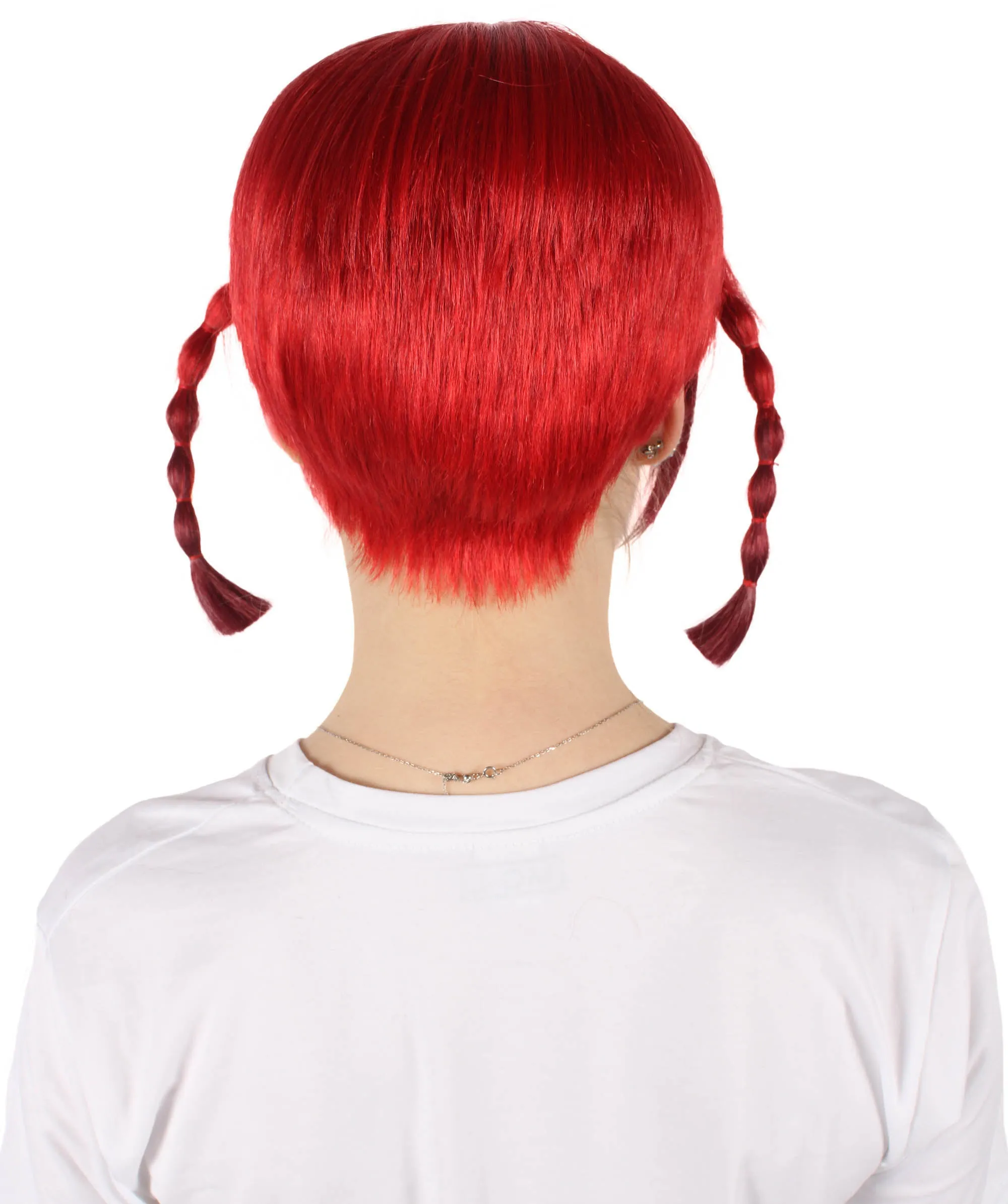 HPO Adult Women's Japanese Anime Character Red Braided Wig | Perfect for Halloween and Cosplay | Flame-retardant Synthetic Fiber