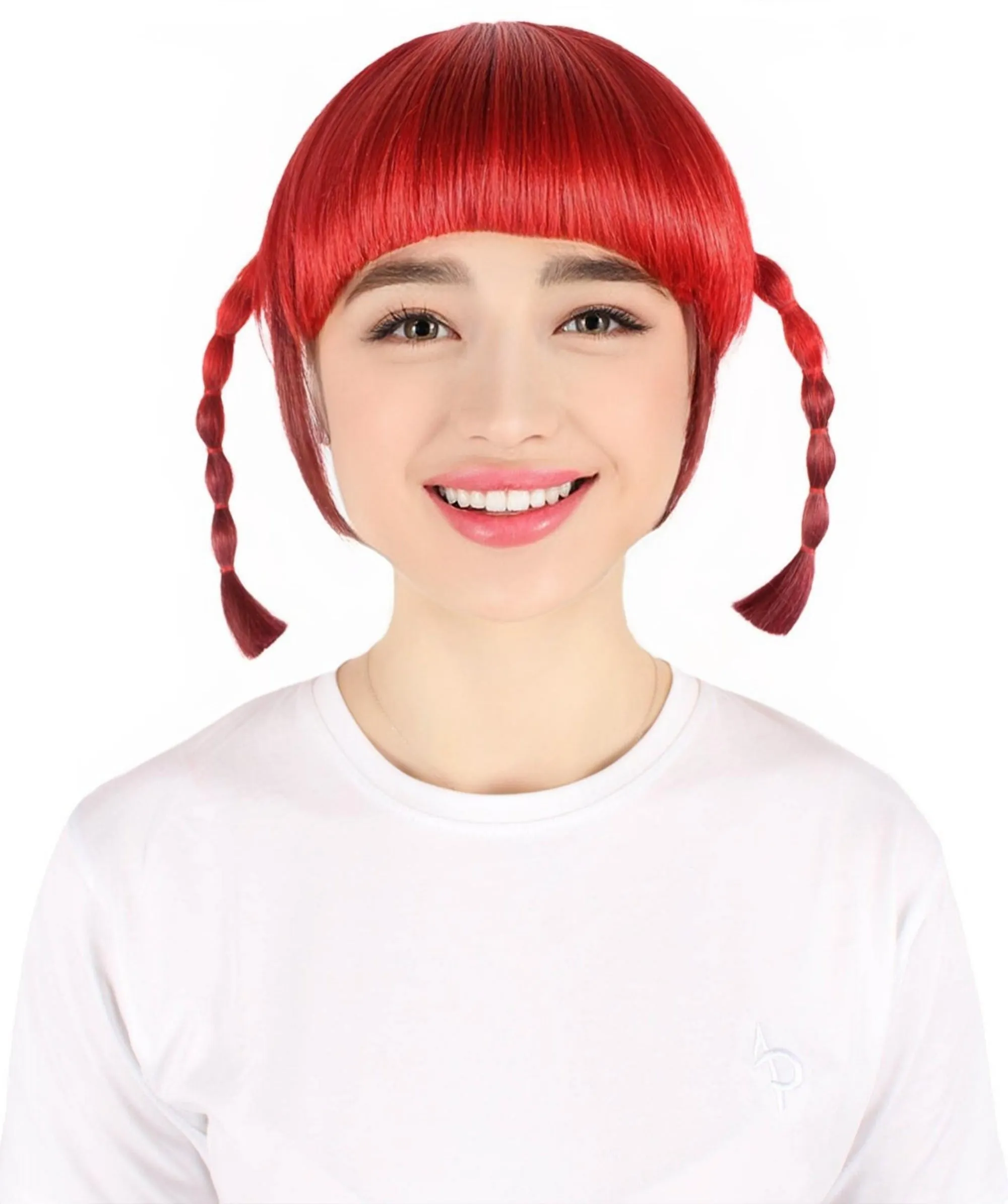 HPO Adult Women's Japanese Anime Character Red Braided Wig | Perfect for Halloween and Cosplay | Flame-retardant Synthetic Fiber