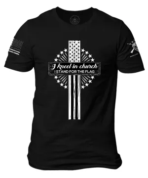 I Kneel In Church I Stand For The Flag Original American Bad Ass Crewneck T-Shirt