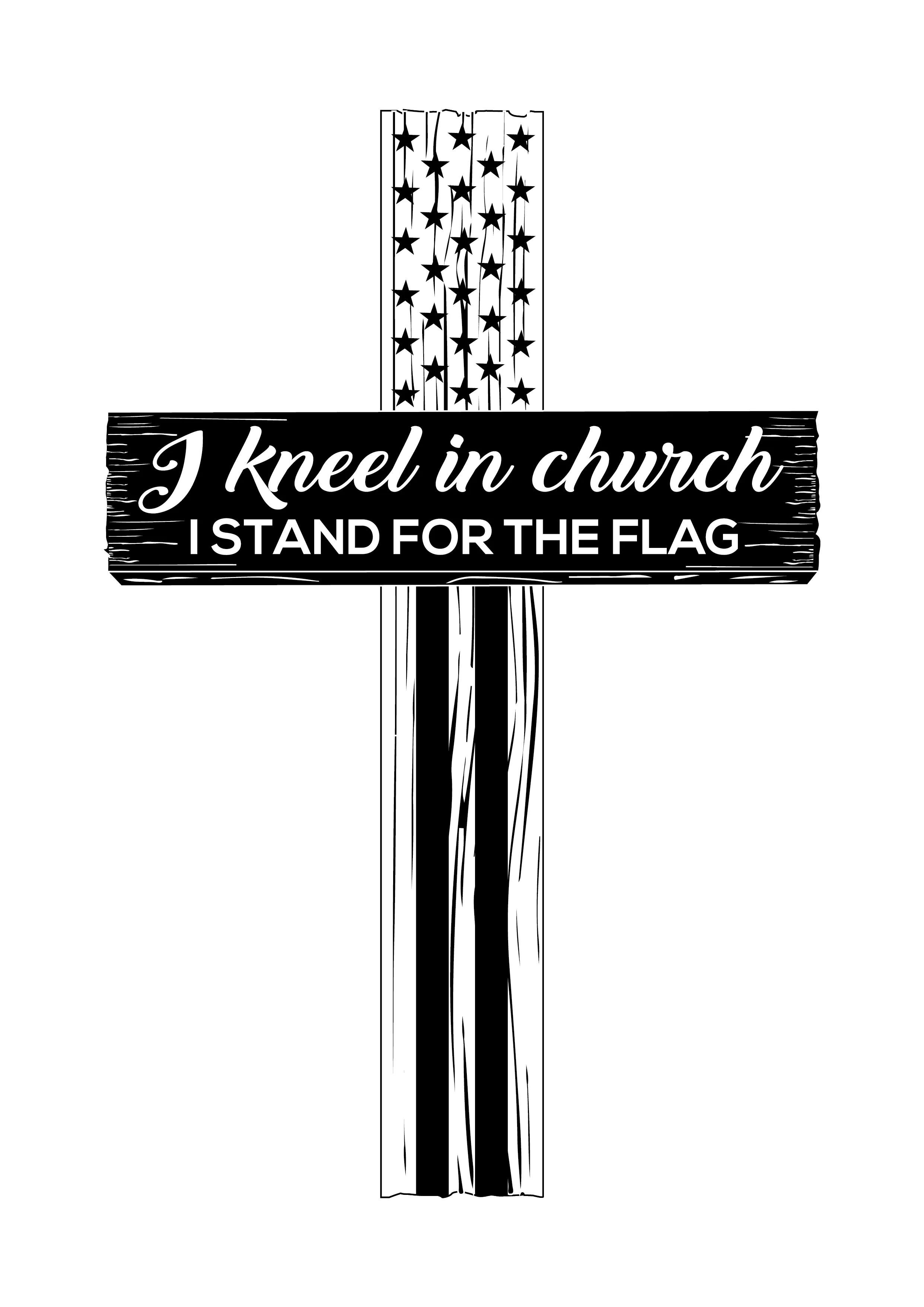 I Kneel In Church I Stand For The Flag Original American Bad Ass Crewneck T-Shirt