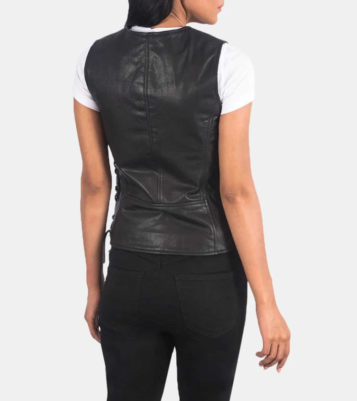 Idylla Women's Black Leather Vest