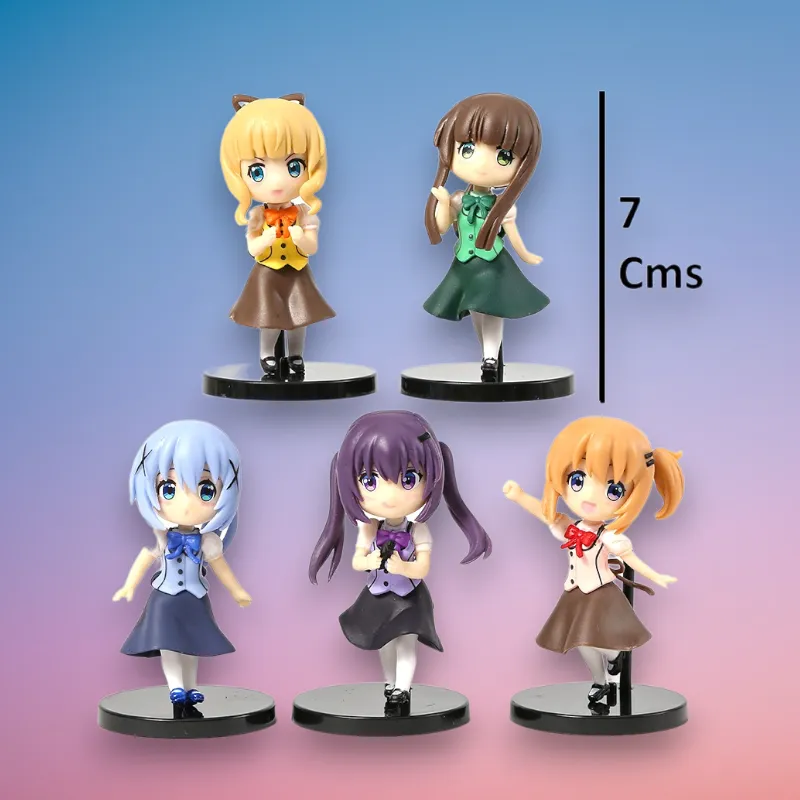 Is The Order A Rabbit | Set of 5 Anime Action Figures | 7 Cm |