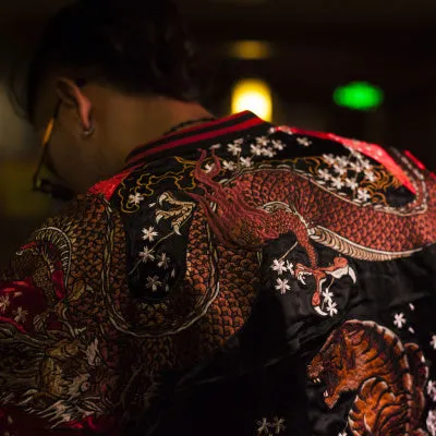 Japanese Dragon and Tiger Embroidered Satin Jacket