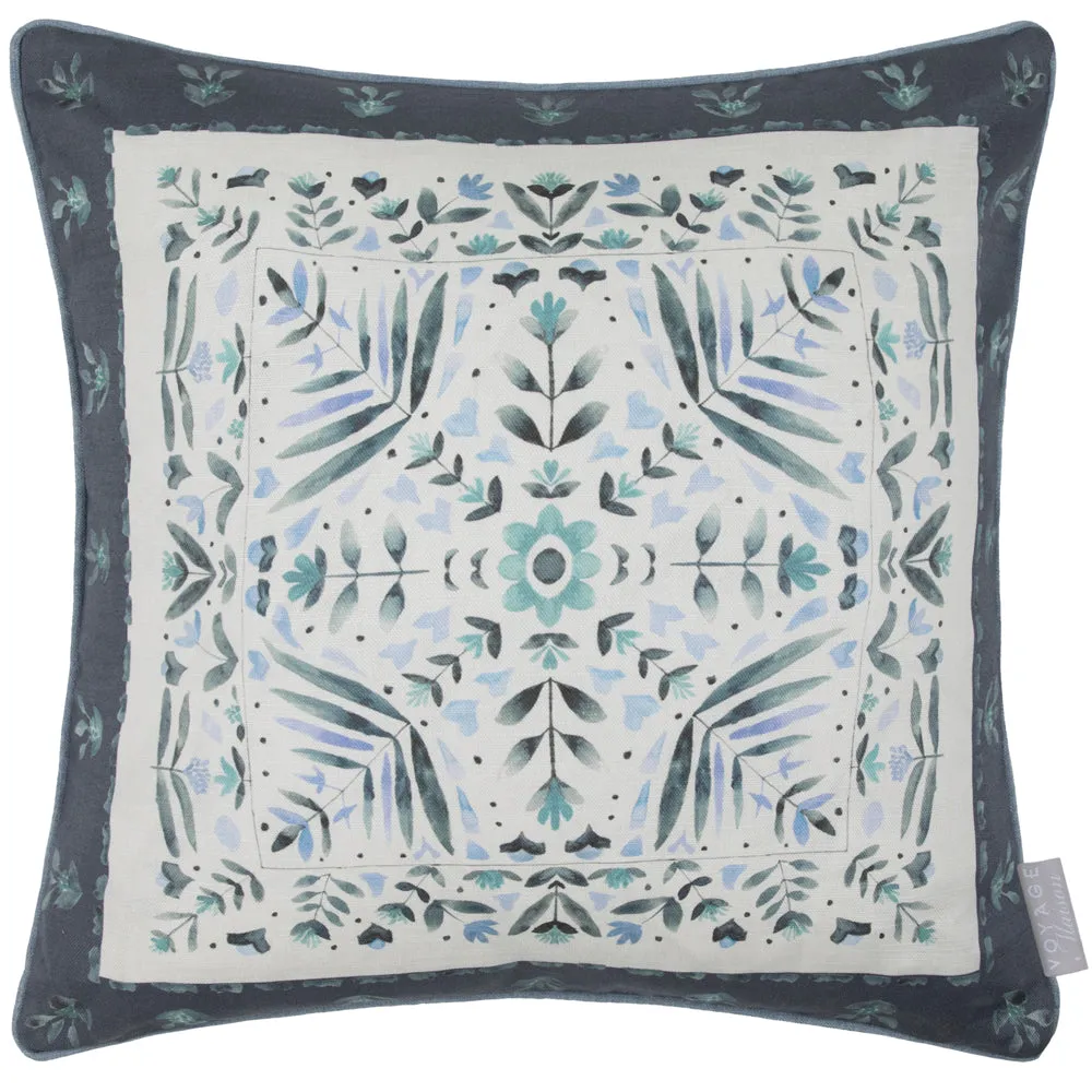 Kari Printed Piped Cushion Denim