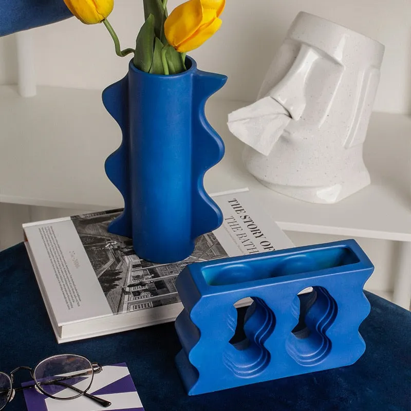 Klein Blue Abstract Decorative Accent & Vase