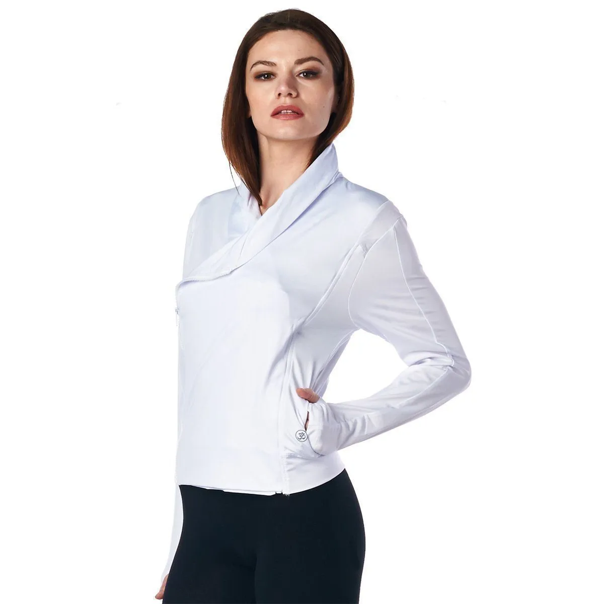 LA Society Women's White Yoga Sport Fitness Running  Wrap Zipper Design Jacket