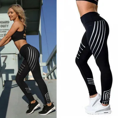 Laser Striped Printed Yoga Pants