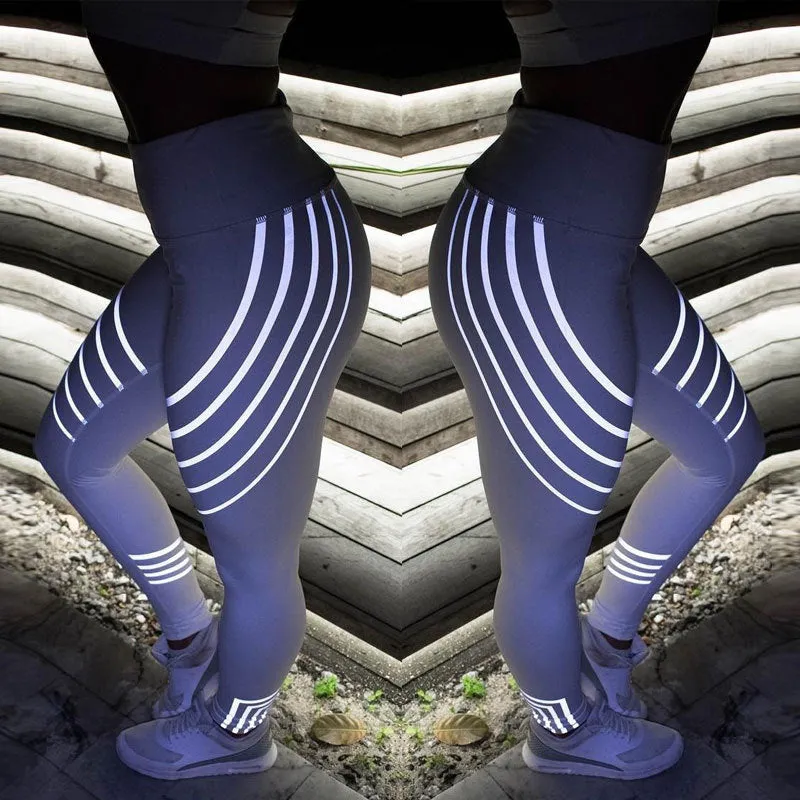 Laser Striped Printed Yoga Pants