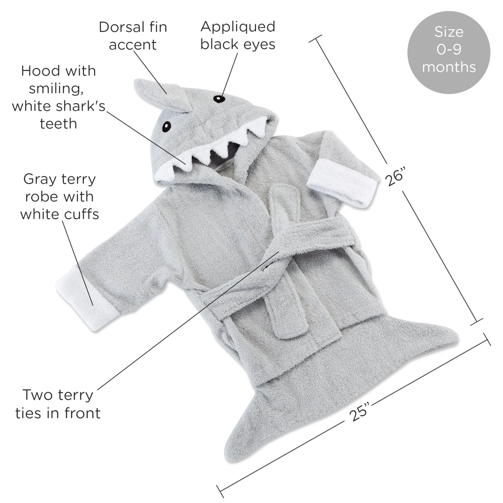 Let The Fin Begin Gray Shark Robe (0-9m)