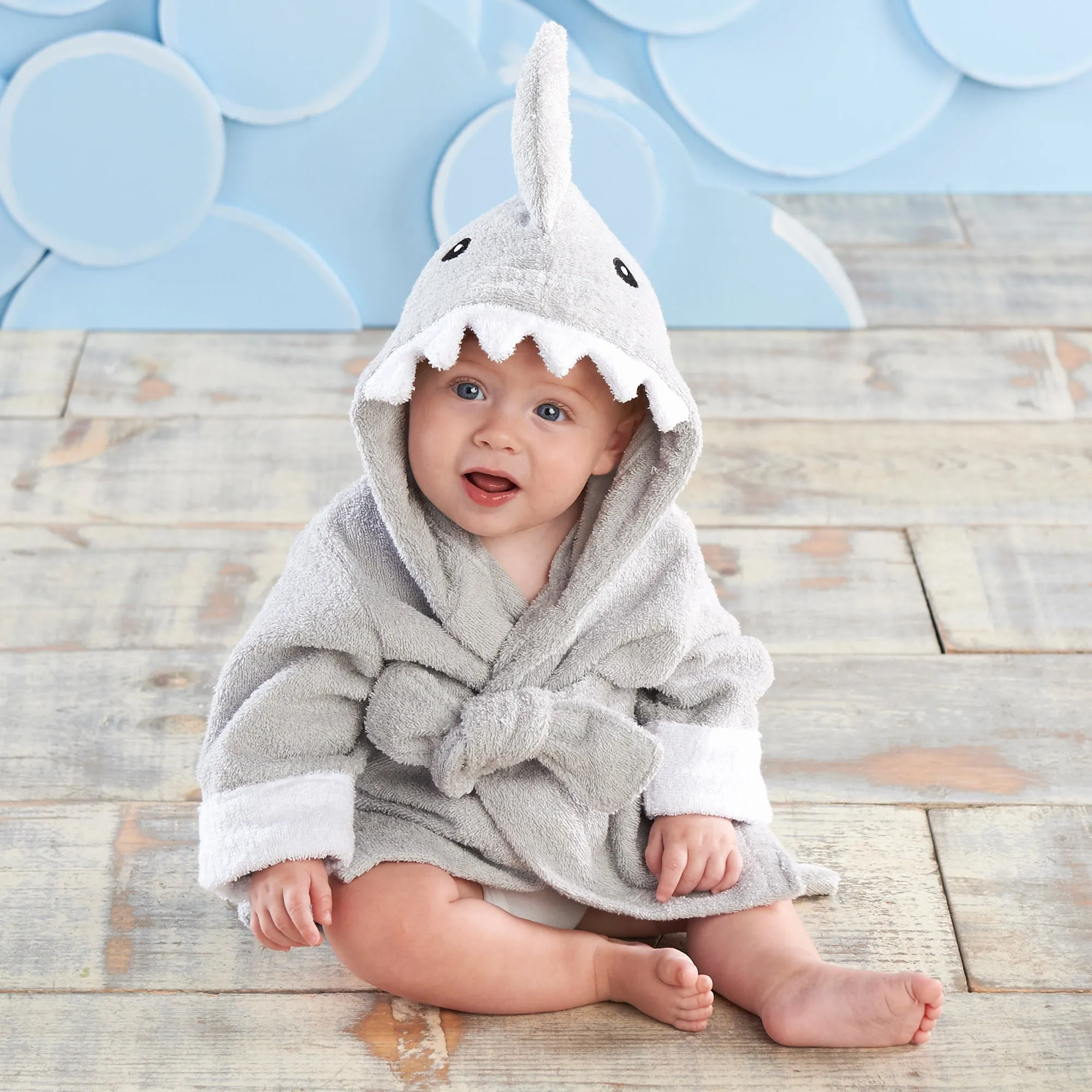 Let The Fin Begin Gray Shark Robe (0-9m)