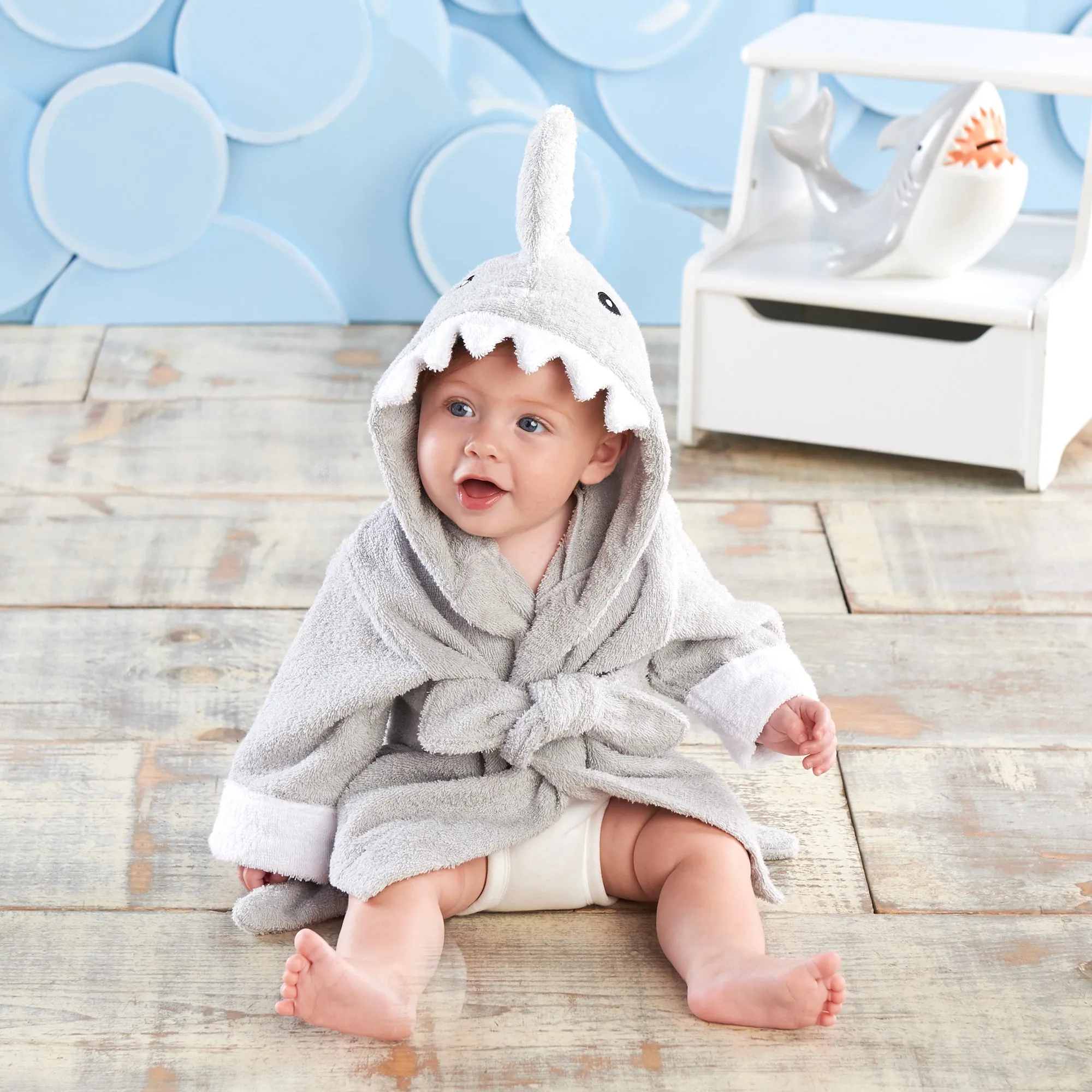 Let The Fin Begin Gray Shark Robe (0-9m)