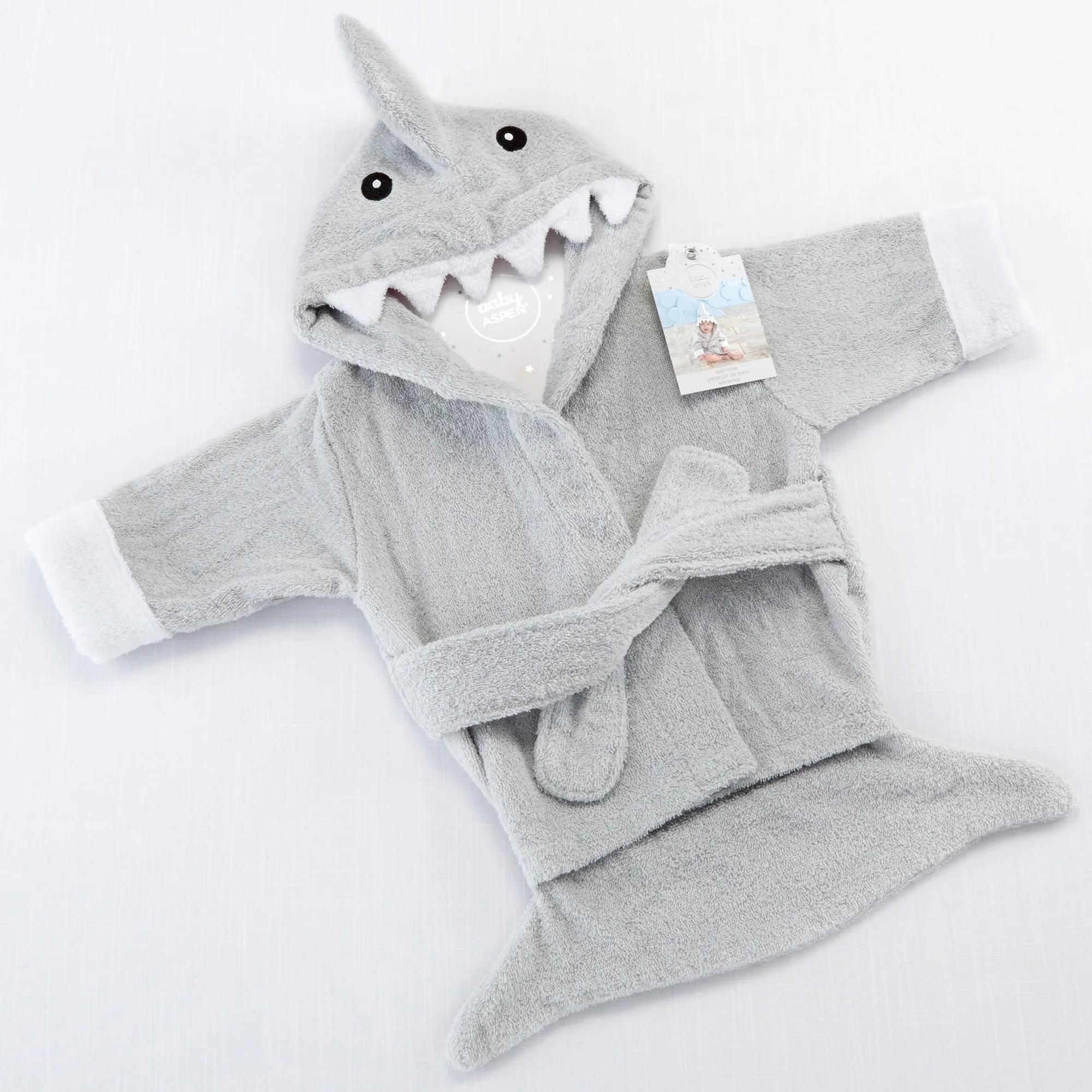 Let The Fin Begin Gray Shark Robe (0-9m)