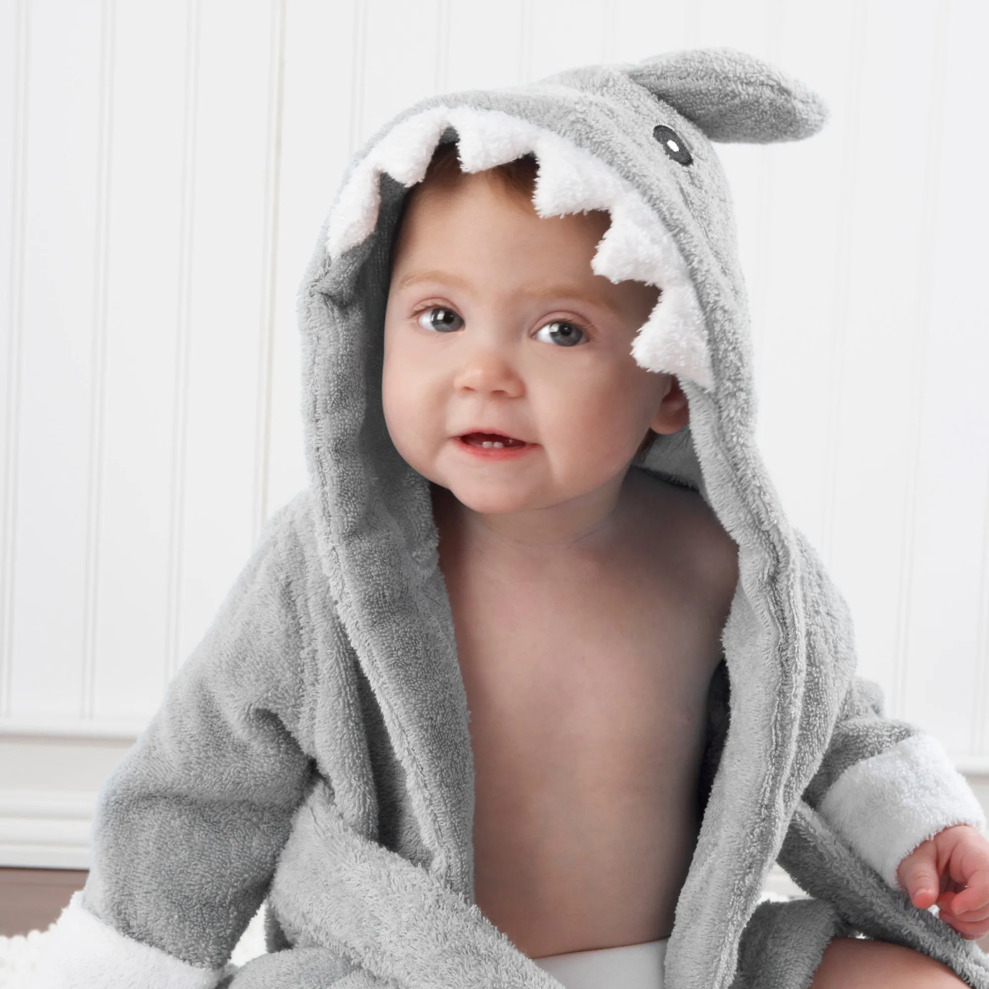 Let The Fin Begin Gray Shark Robe (0-9m)