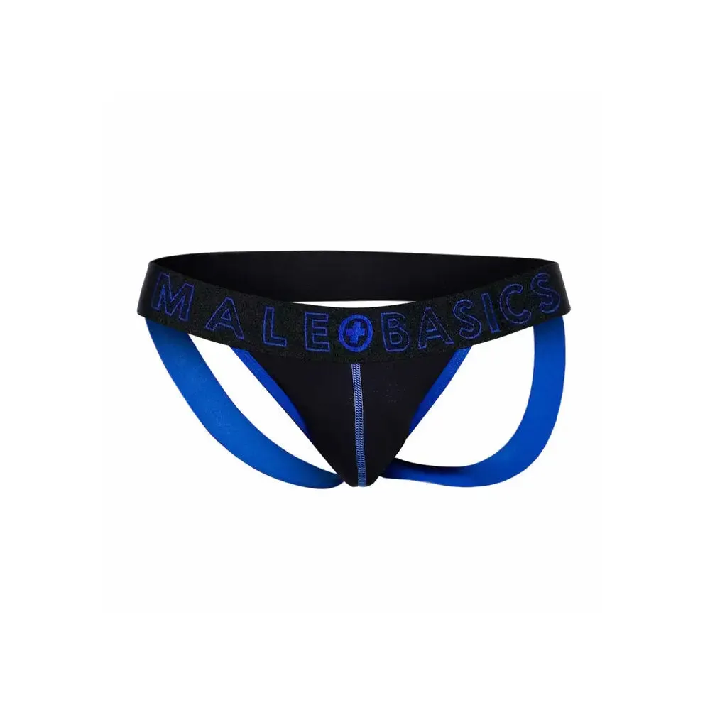 Male Blue Sexy Neon Jockstrap with Open Back for Him