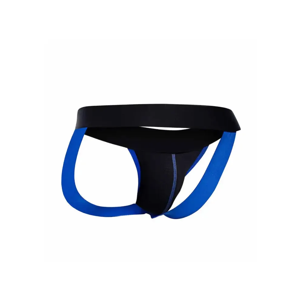 Male Blue Sexy Neon Jockstrap with Open Back for Him